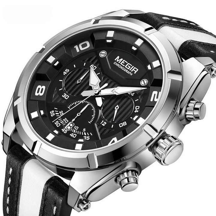 Luxury Leather Military Sport Chronograph Watch