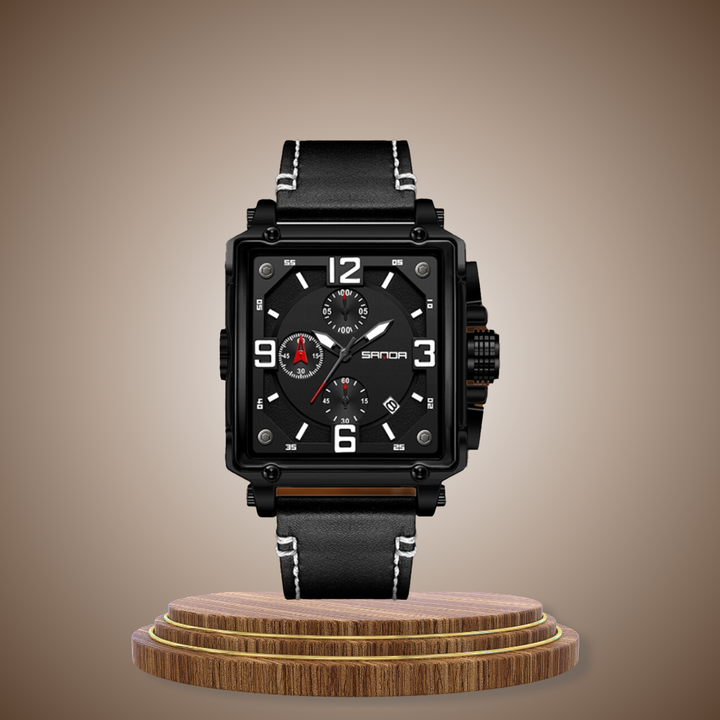 Men’s Leather Quartz Tactical Watch